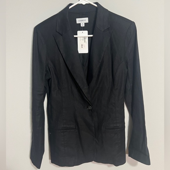 NWT Evereve Brandi Blazer Jacket. Black linen blend. Womens XS. - Picture 4 of 14